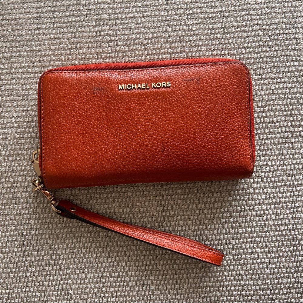 Michael Kors Burnt Orange Wristlet